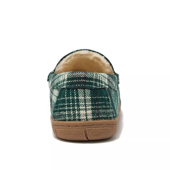 NWT Lands End Mens Fuzzy Lined Plaid Flannel Moccasin Slippers Size 10 - Picture 4 of 11